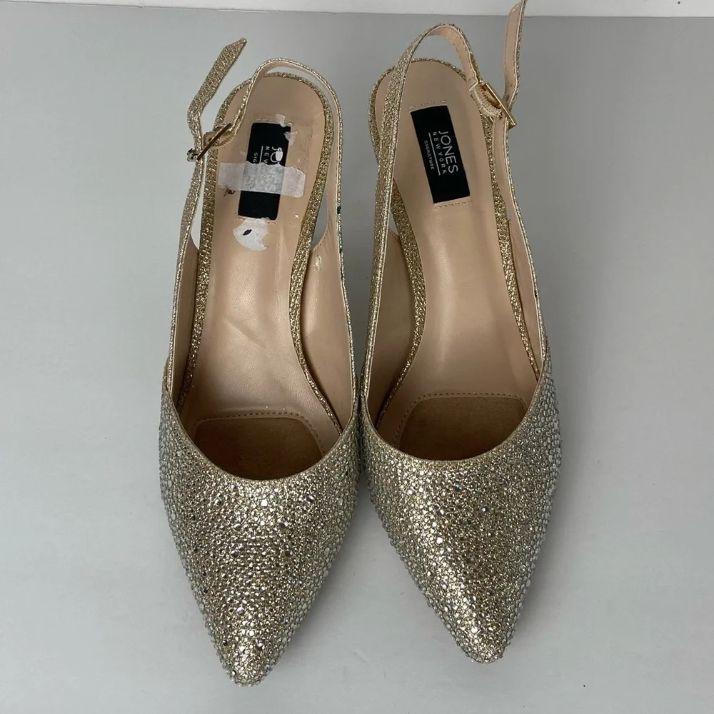 Jones New York Berria Women's Pumps Heels Size 9.5‎ Gold Rhinestone Crystal
